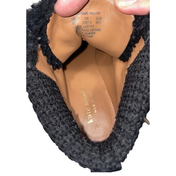 Kate Spade WILLOW Black Nubuck Leather Wedge Ankle Boots    Size: 6B - Picture 8 of 8